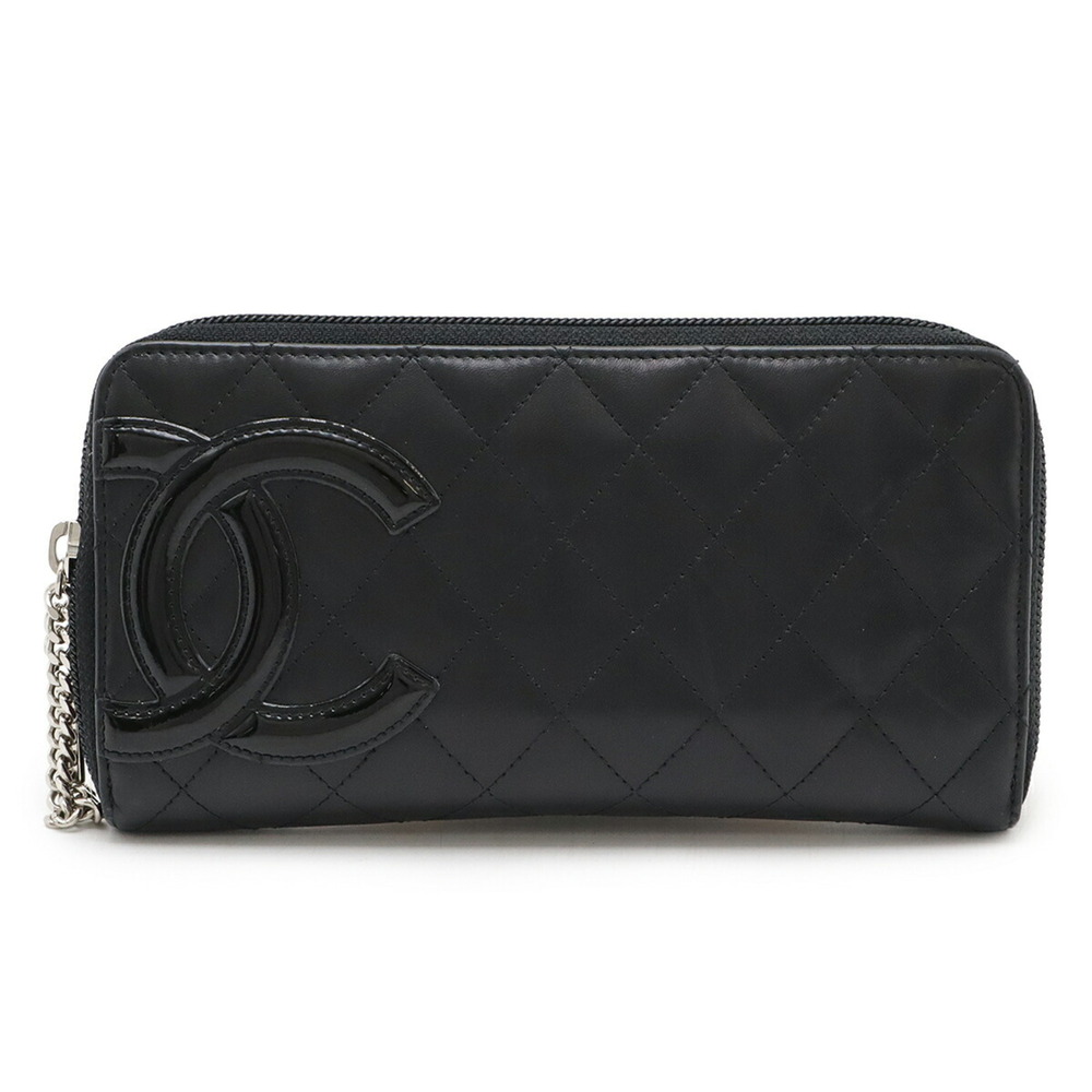 CHANEL Authentic Black Leather Logo Wallet - Picture 2 of 10
